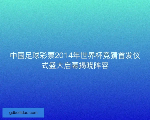 中国足球彩票2014年世界杯竞猜首发仪式盛大启幕揭晓阵容