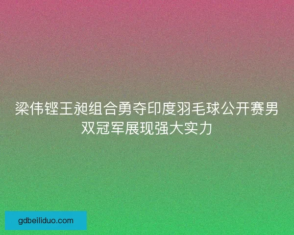 梁伟铿王昶组合勇夺印度羽毛球公开赛男双冠军展现强大实力