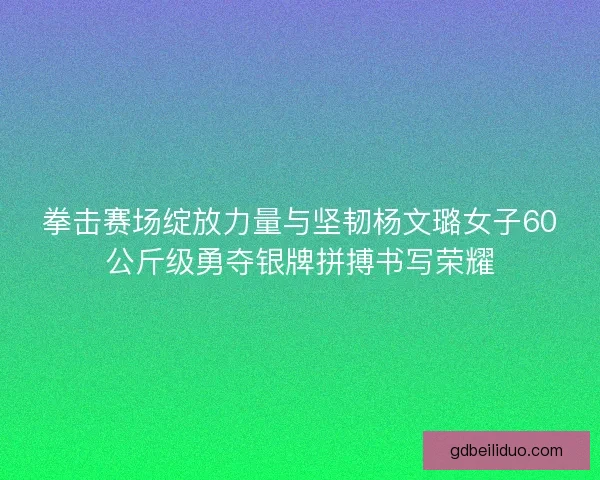 拳击赛场绽放力量与坚韧杨文璐女子60公斤级勇夺银牌拼搏书写荣耀